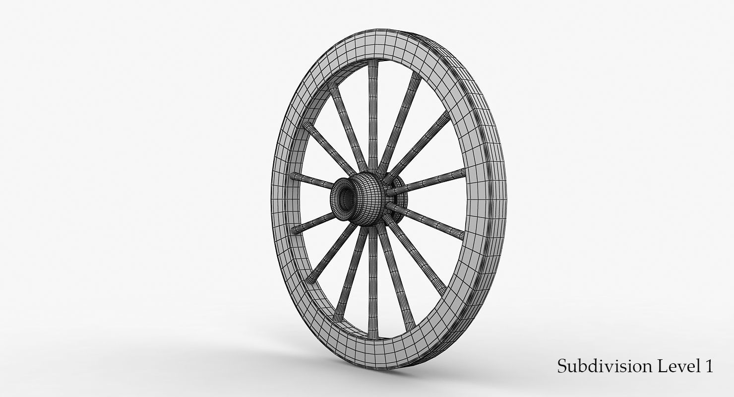 Old Wagon Wheel Low-poly 3D model_20