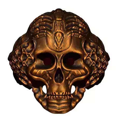 biomechanic cybernetic skull ring 3D print model