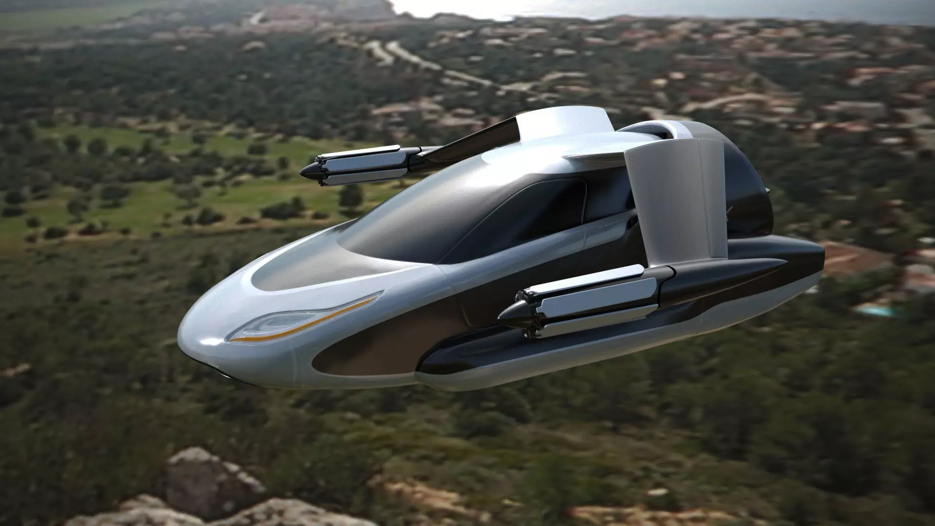 TF-X Flying car Air vehicle Cars of the future 3D model_0