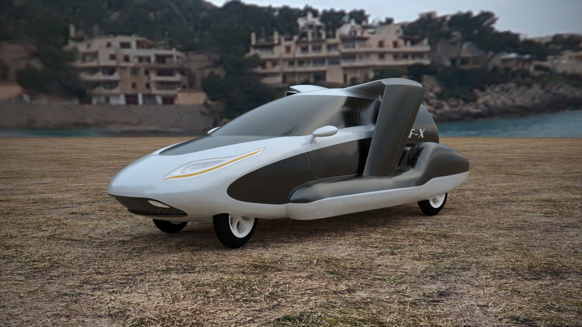 TF-X Flying car Air vehicle Cars of the future 3D model_1