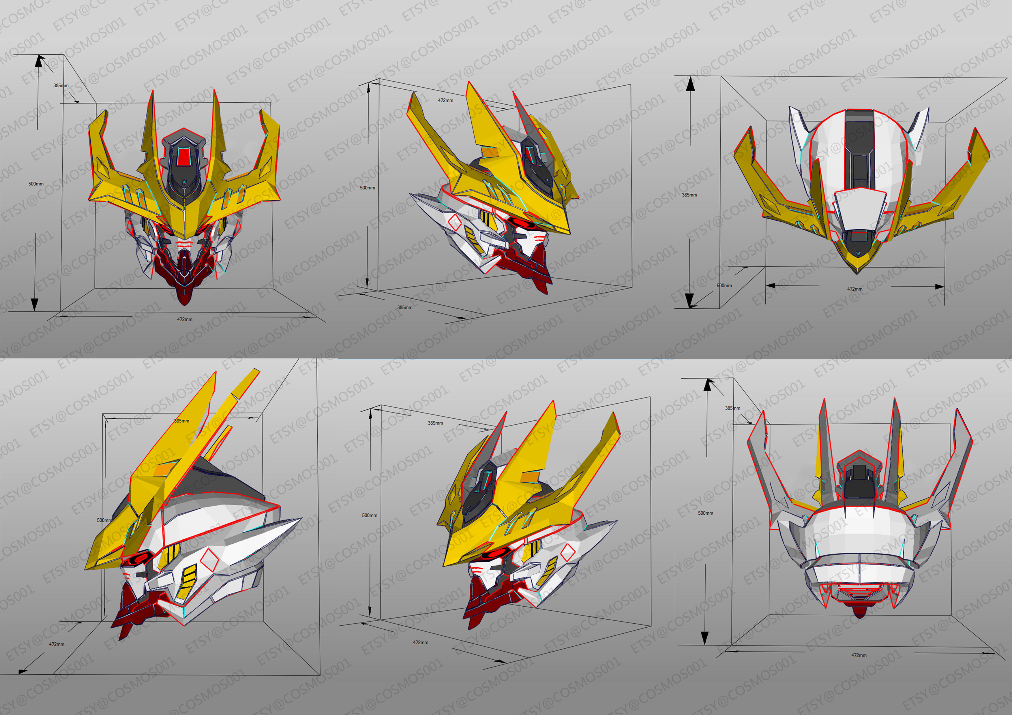 Babatos wolf king helmet EVA Pepakura Low-poly 3D model_3