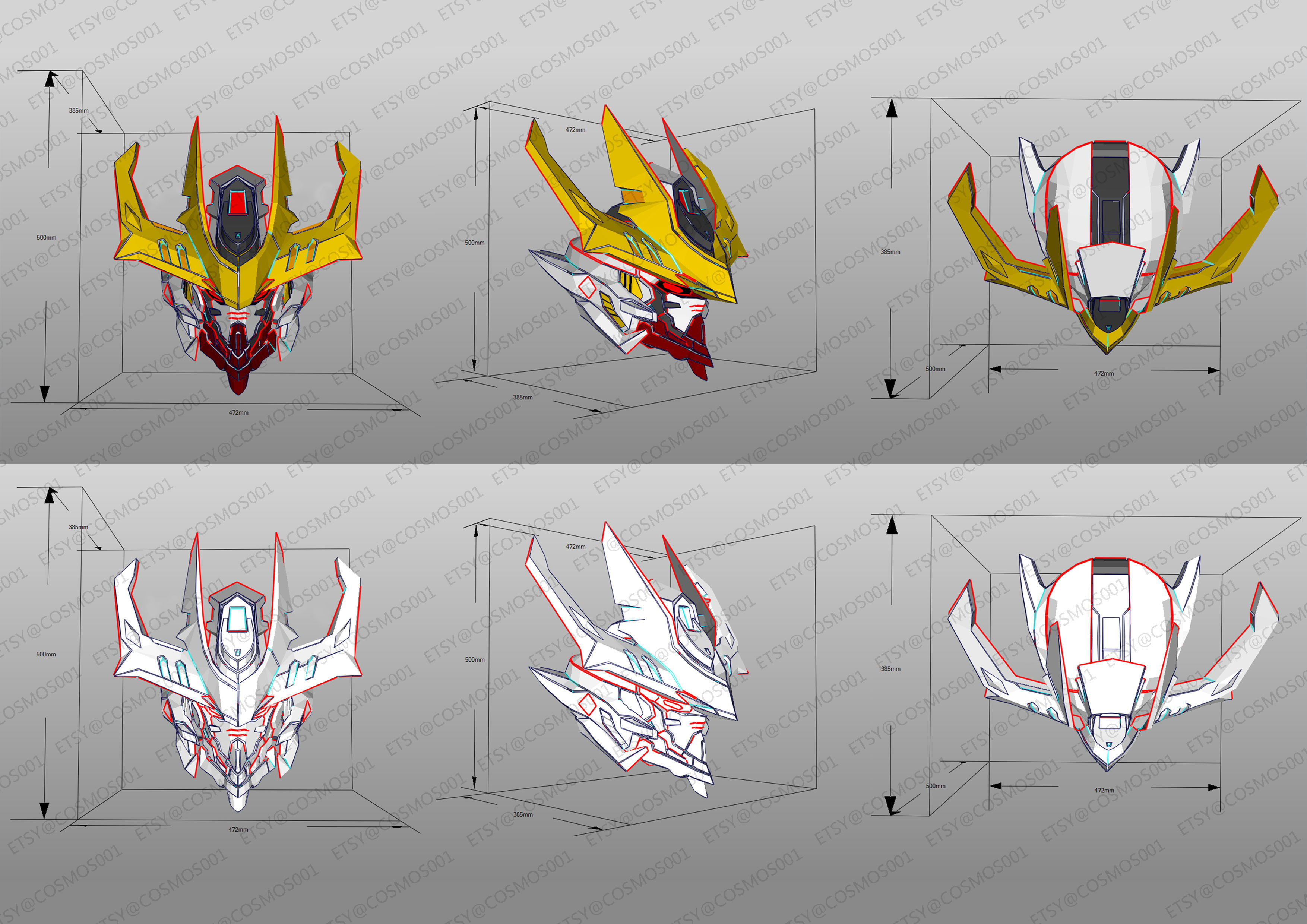 Babatos wolf king helmet EVA Pepakura Low-poly 3D model_5