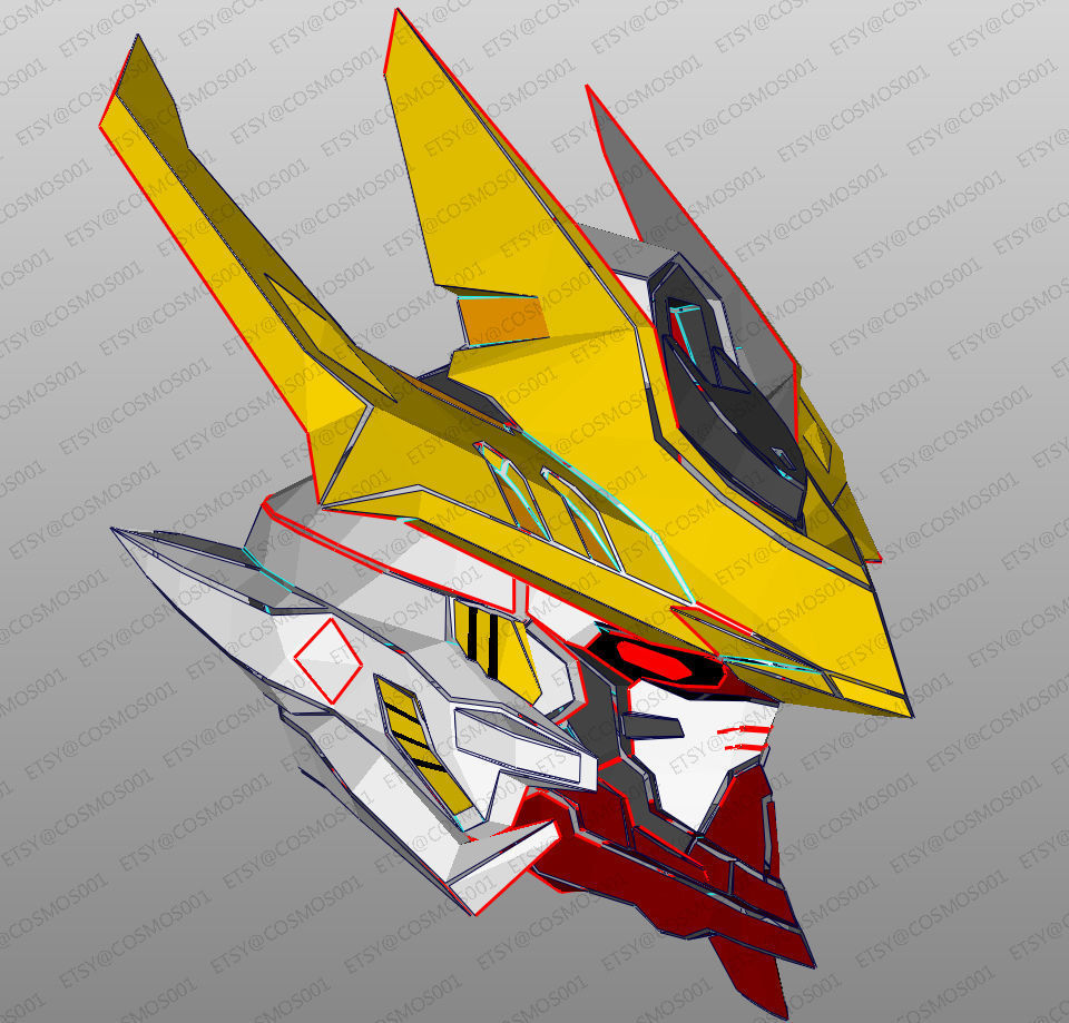 Babatos wolf king helmet EVA Pepakura Low-poly 3D model_1
