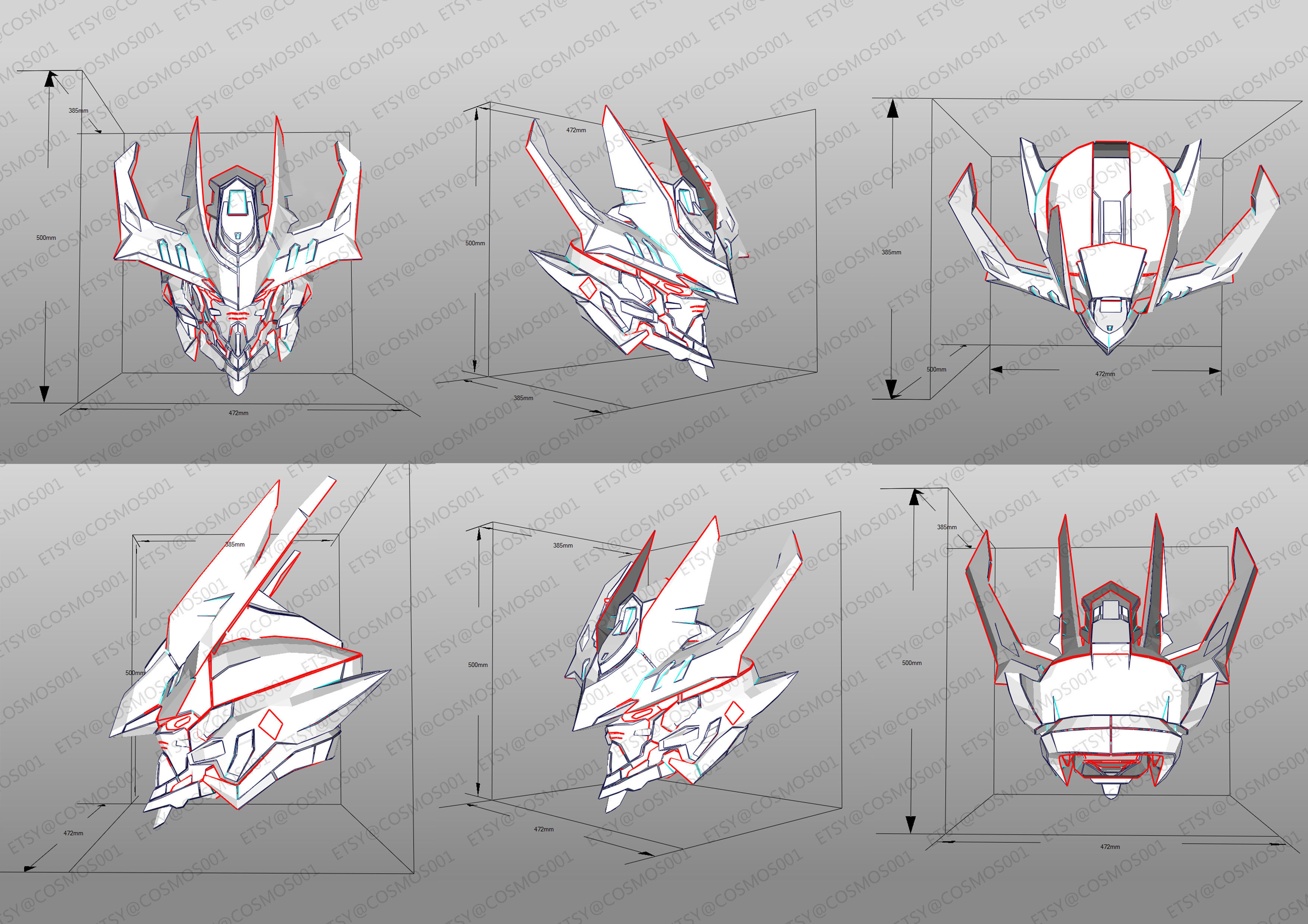Babatos wolf king helmet EVA Pepakura Low-poly 3D model_4