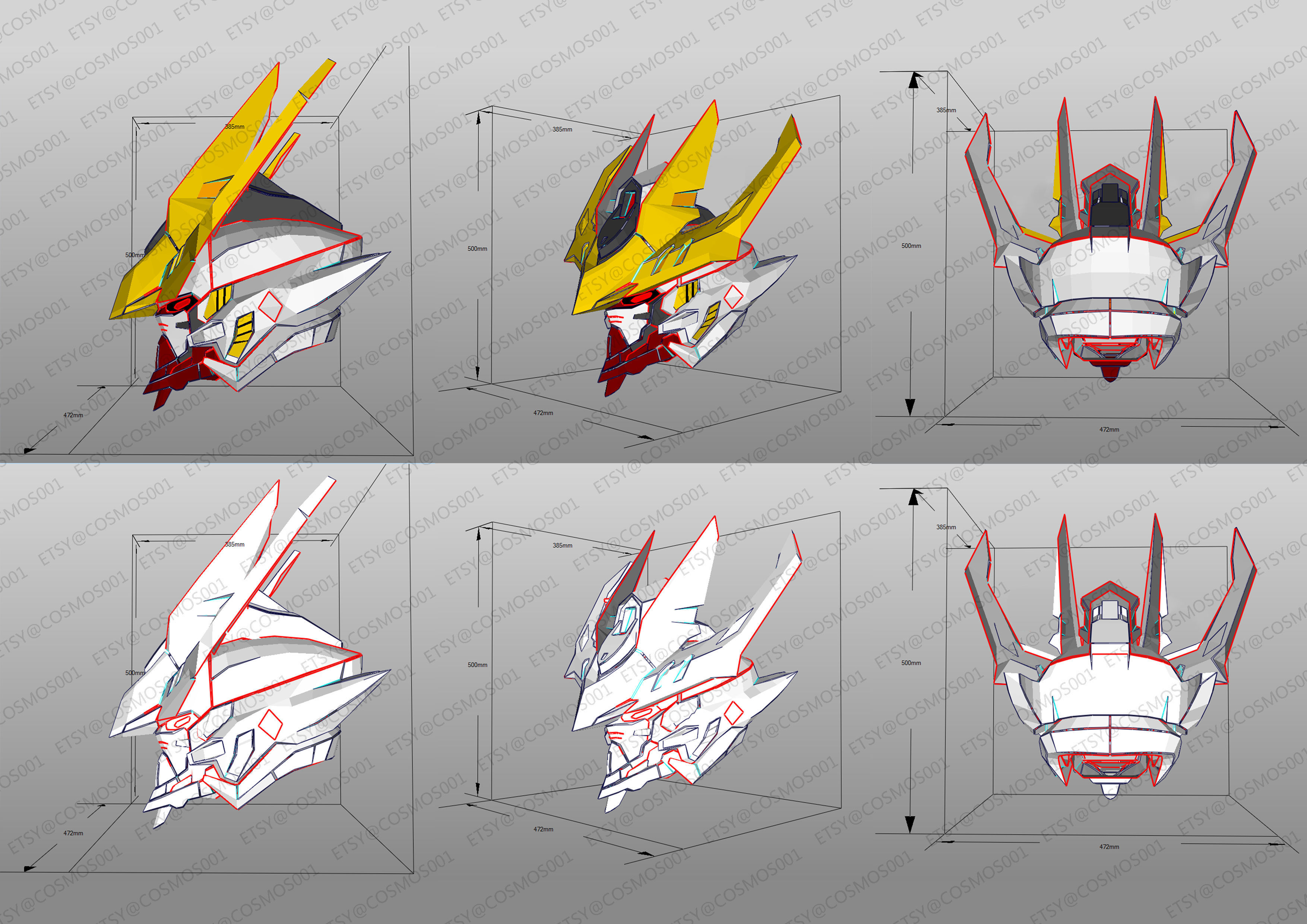 Babatos wolf king helmet EVA Pepakura Low-poly 3D model_6