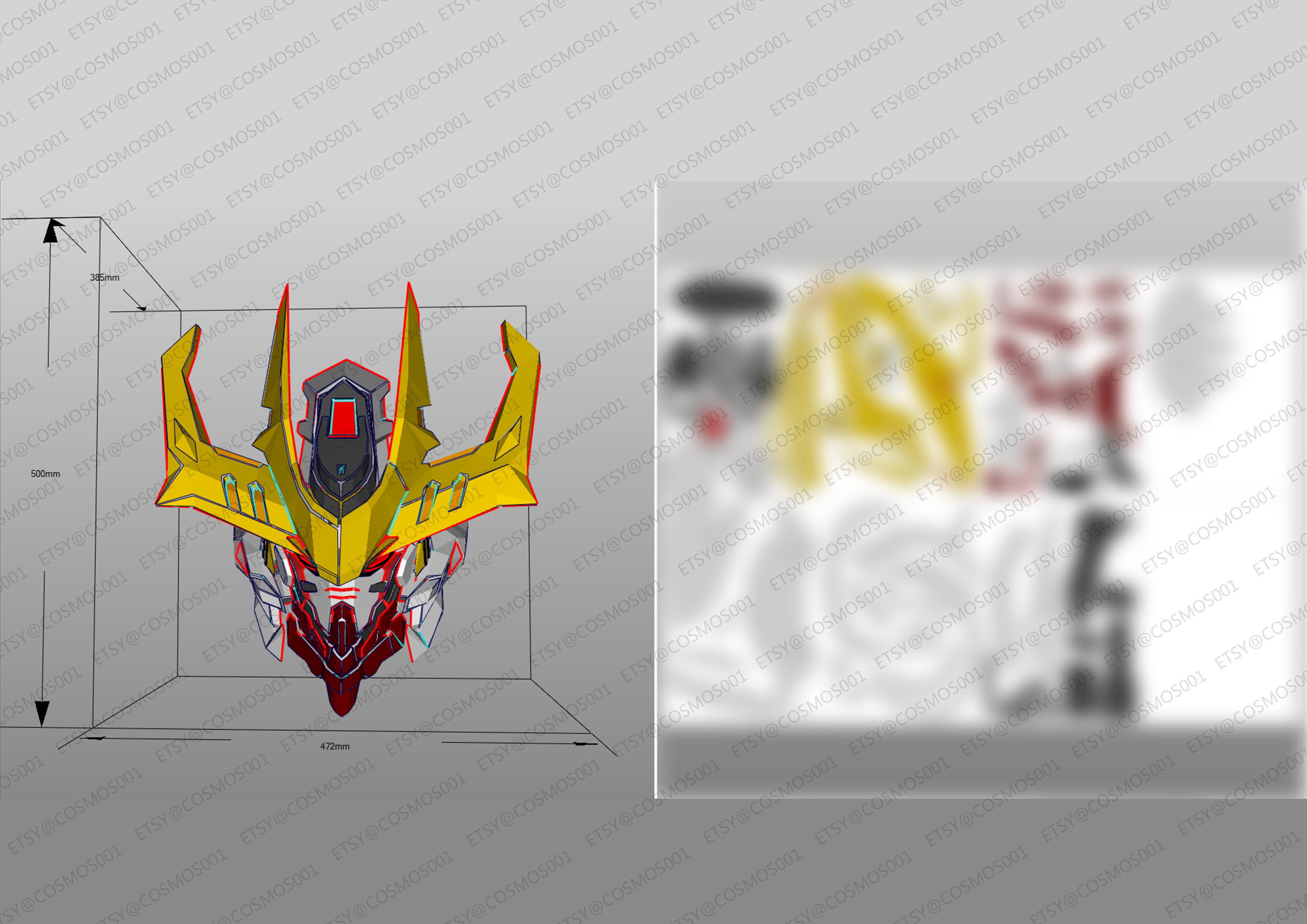 Babatos wolf king helmet EVA Pepakura Low-poly 3D model_2