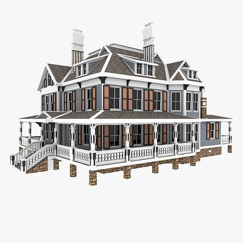 Classical American Old Woodframe House 3D model