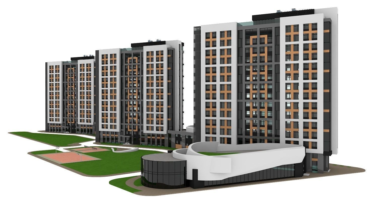 Residential Building 3D model_4