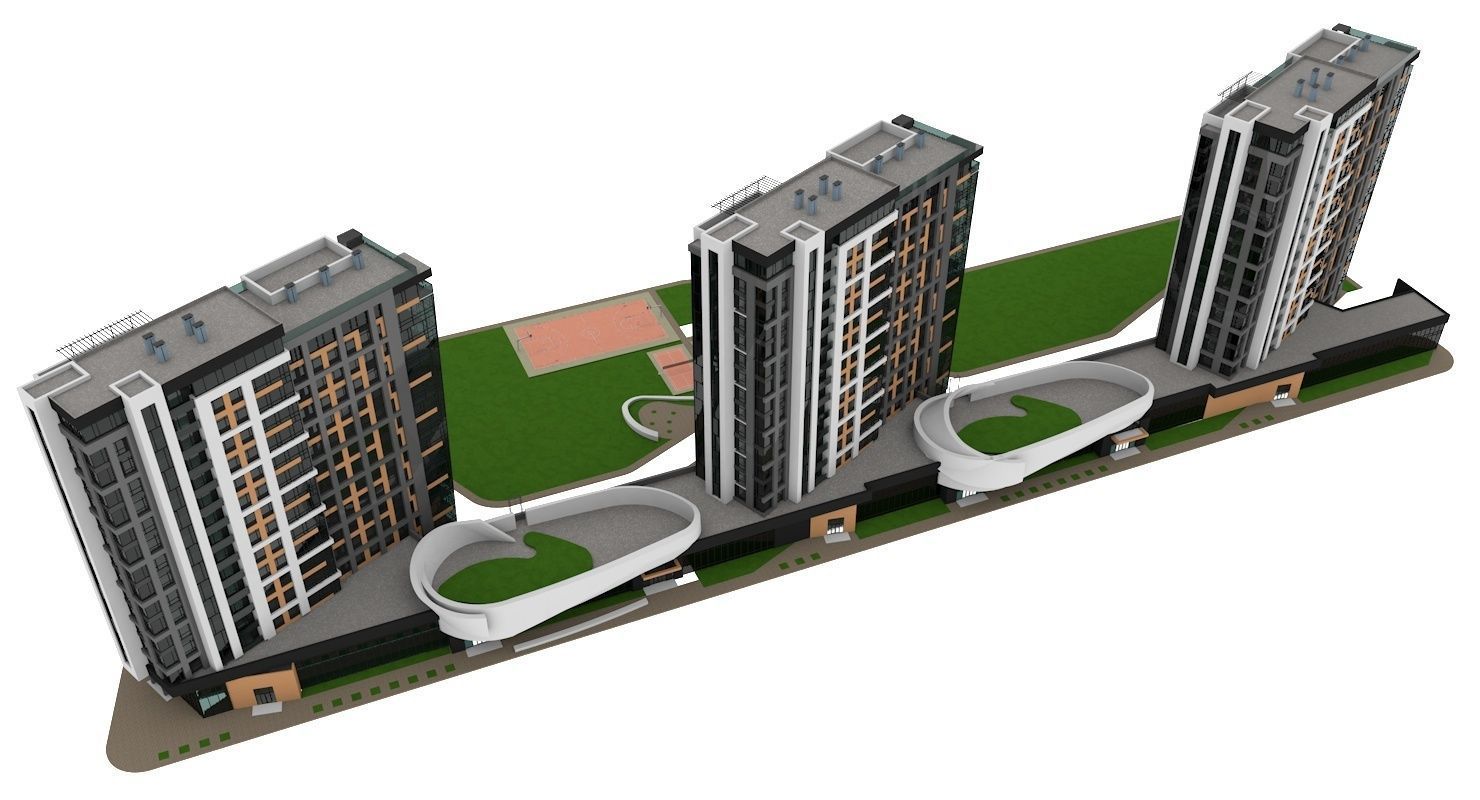Residential Building 3D model_7