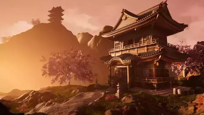 Hidden Shrine UE4 environment Low-poly 3D model