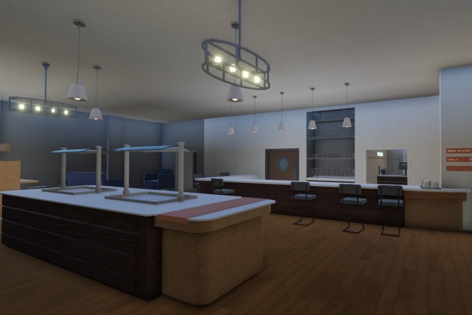 FULLY DONE Realistic Airport Lounge with Kitchen Bathroom Low-poly 3D model_3