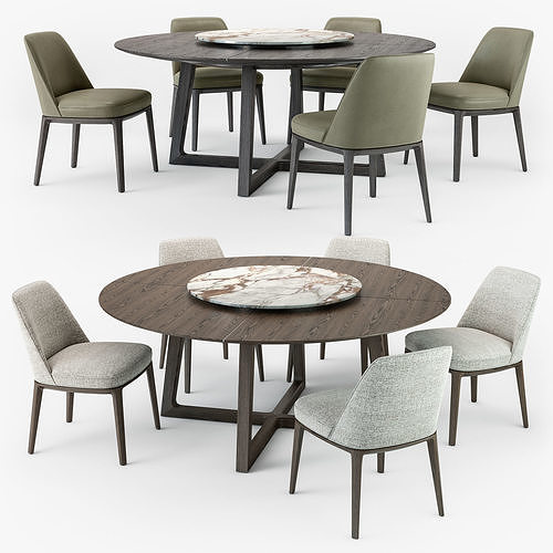 Poliform Sophie chair Concorde round table set 3D model