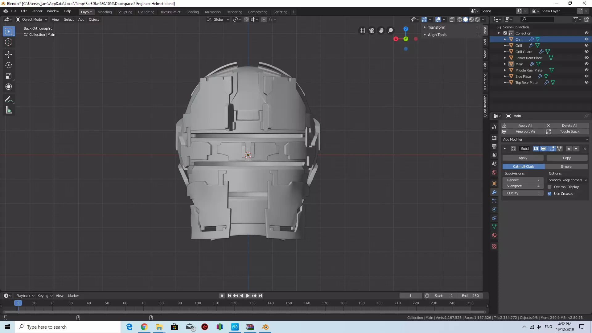 DeadSpace 2 Engineer Helmet 3D print model