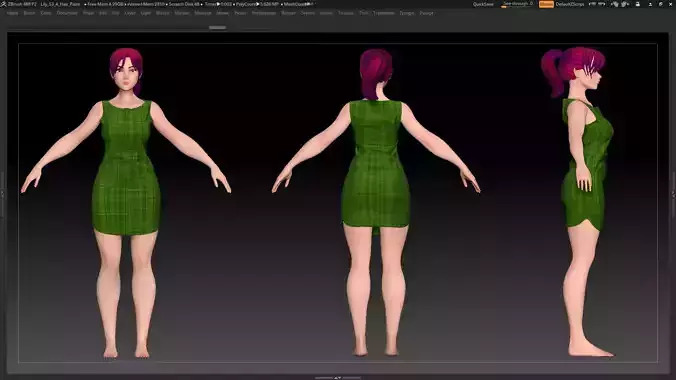 Stylized Character Female Base Mesh No 18 Style 3 - Lily 3D model