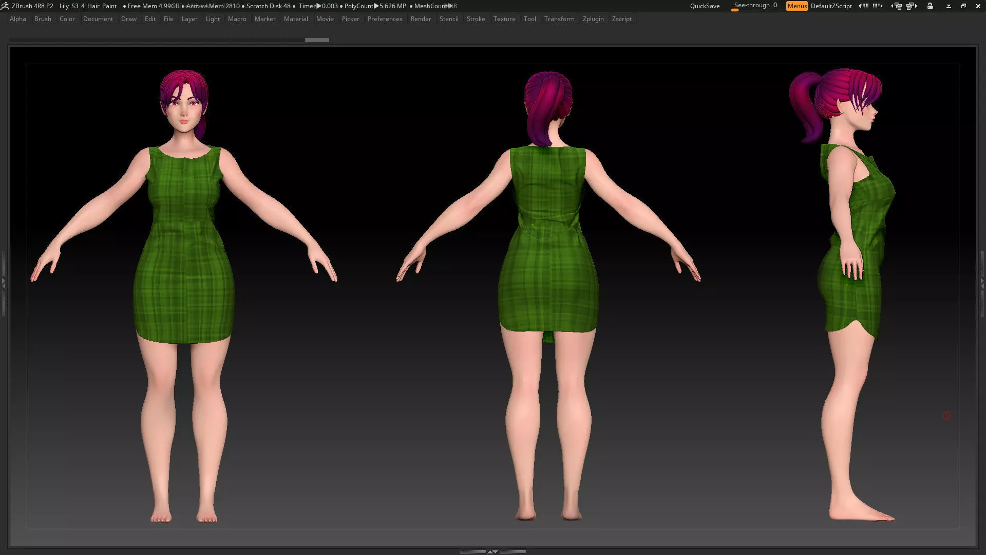 Stylized Character Female Base Mesh No 18 Style 3 - Lily 3D model_0