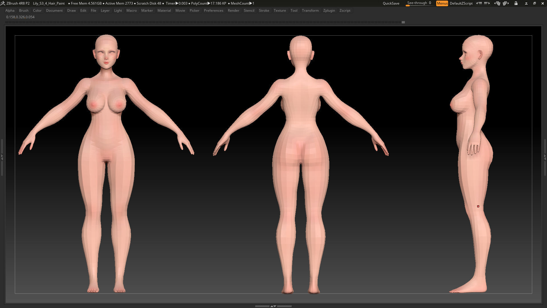 Stylized Character Female Base Mesh No 18 Style 3 - Lily 3D model_7