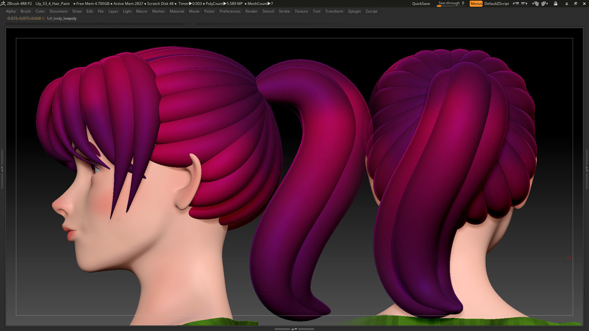 Stylized Character Female Base Mesh No 18 Style 3 - Lily 3D model_2