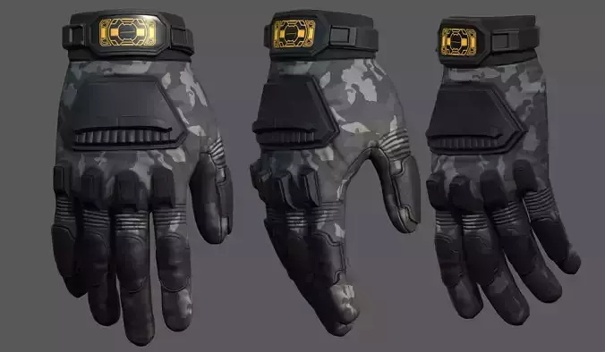 Gloves military combat soldier protection camouflage safety  Low-poly 3D model