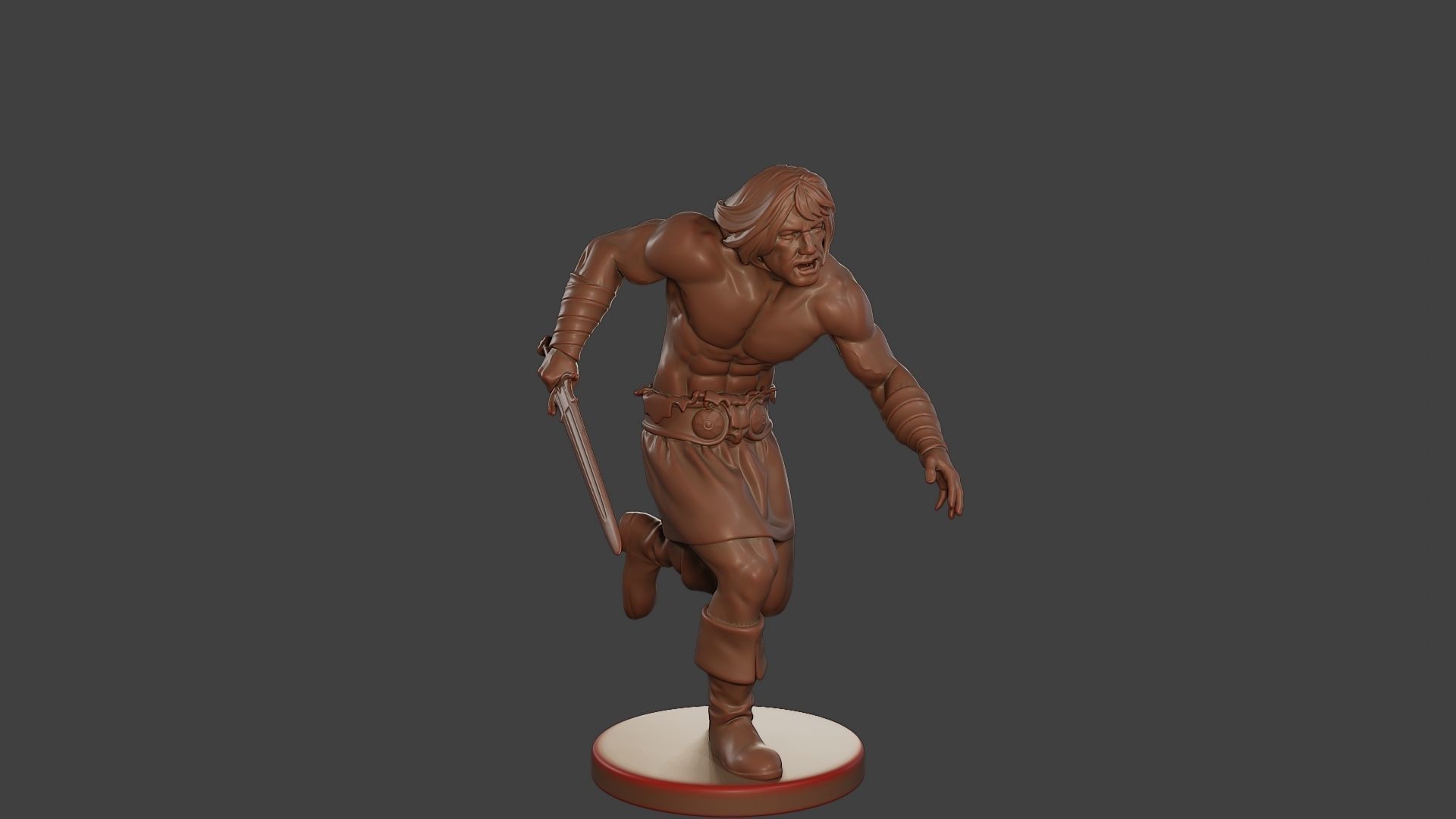 Male Barbarian 2HSword Attacking1 3D print model_10
