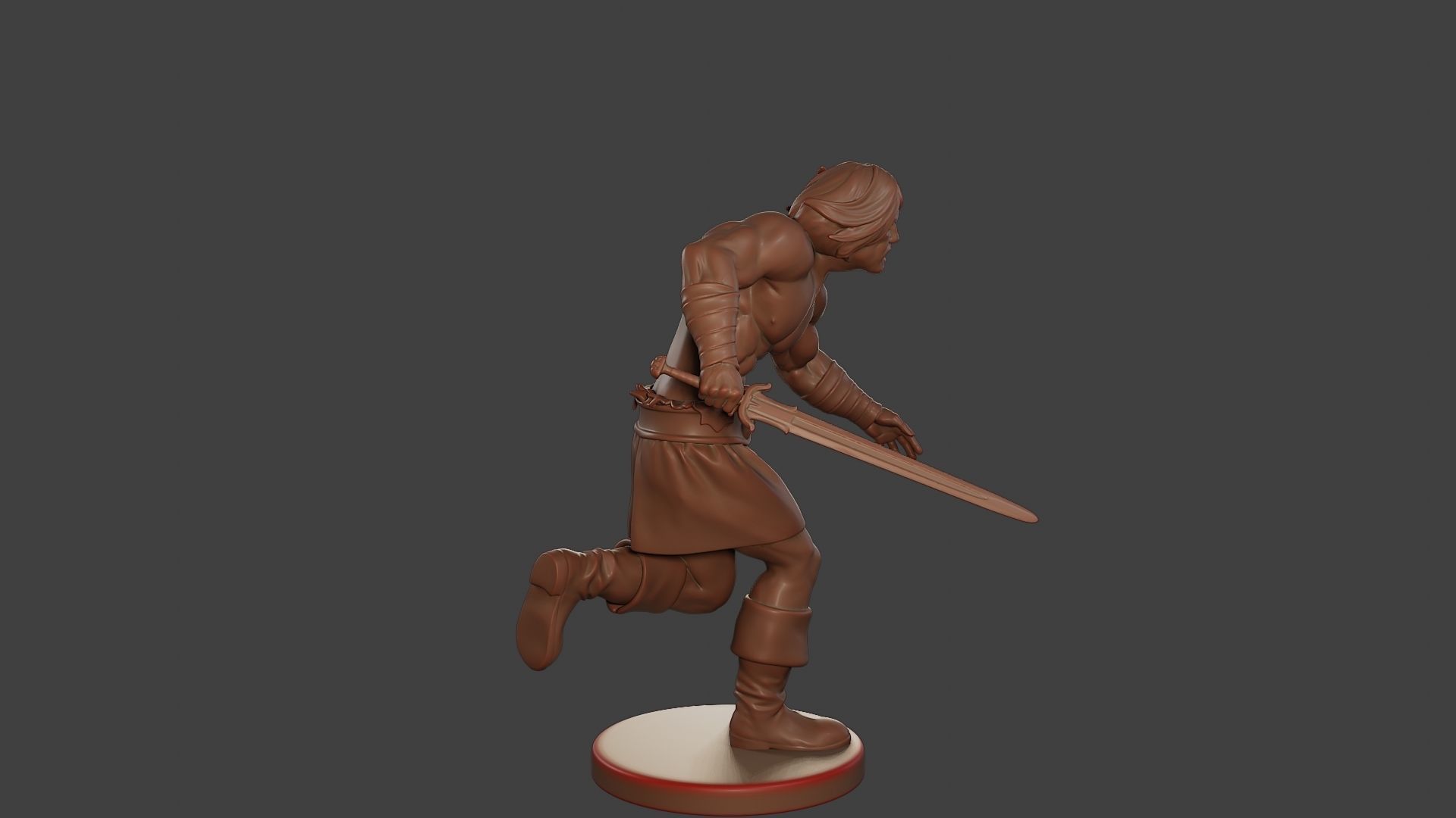 Male Barbarian 2HSword Attacking1 3D print model_8
