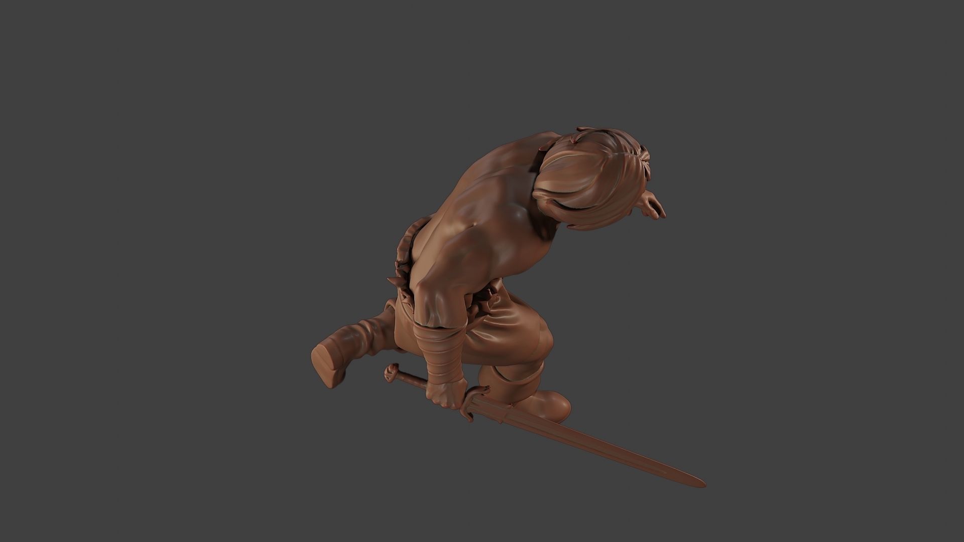 Male Barbarian 2HSword Attacking1 3D print model_23