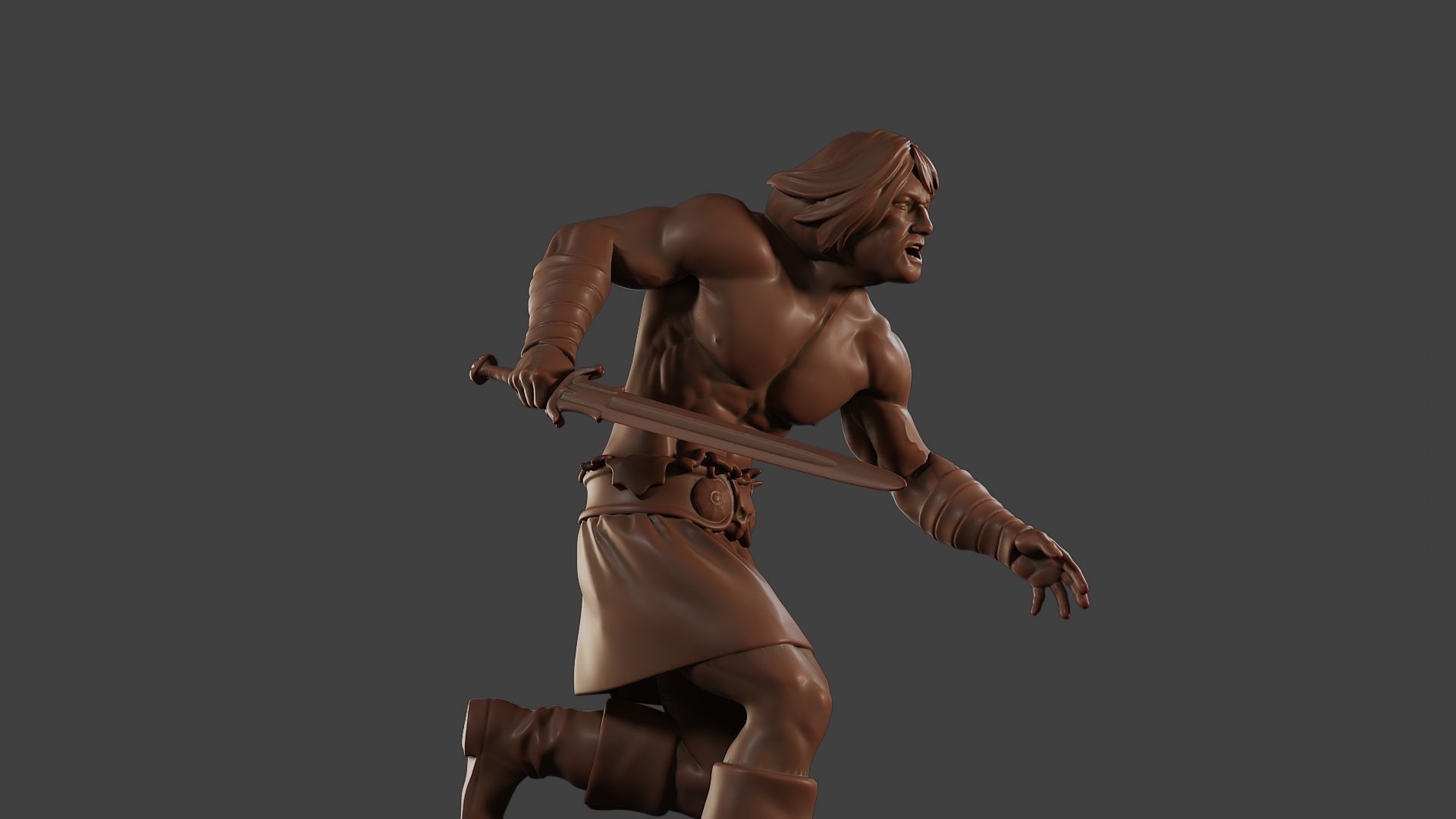 Male Barbarian 2HSword Attacking1 3D print model_30