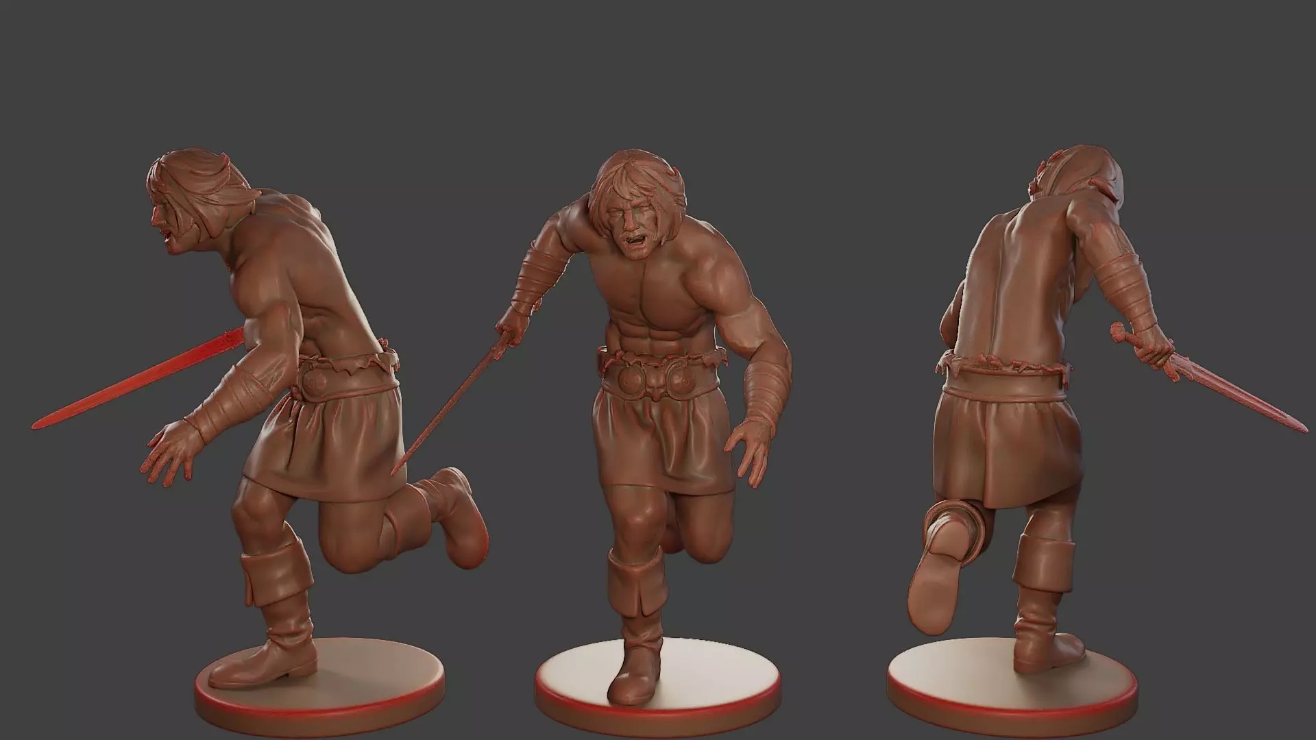 Male Barbarian 2HSword Attacking1 3D print model_0
