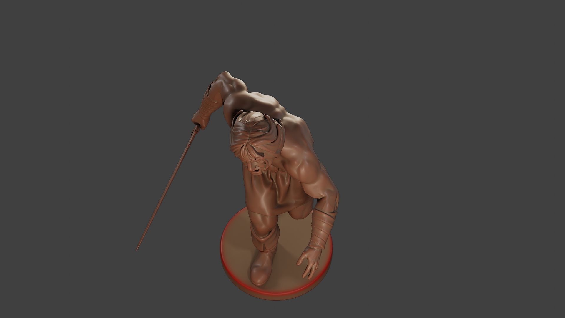 Male Barbarian 2HSword Attacking1 3D print model_14
