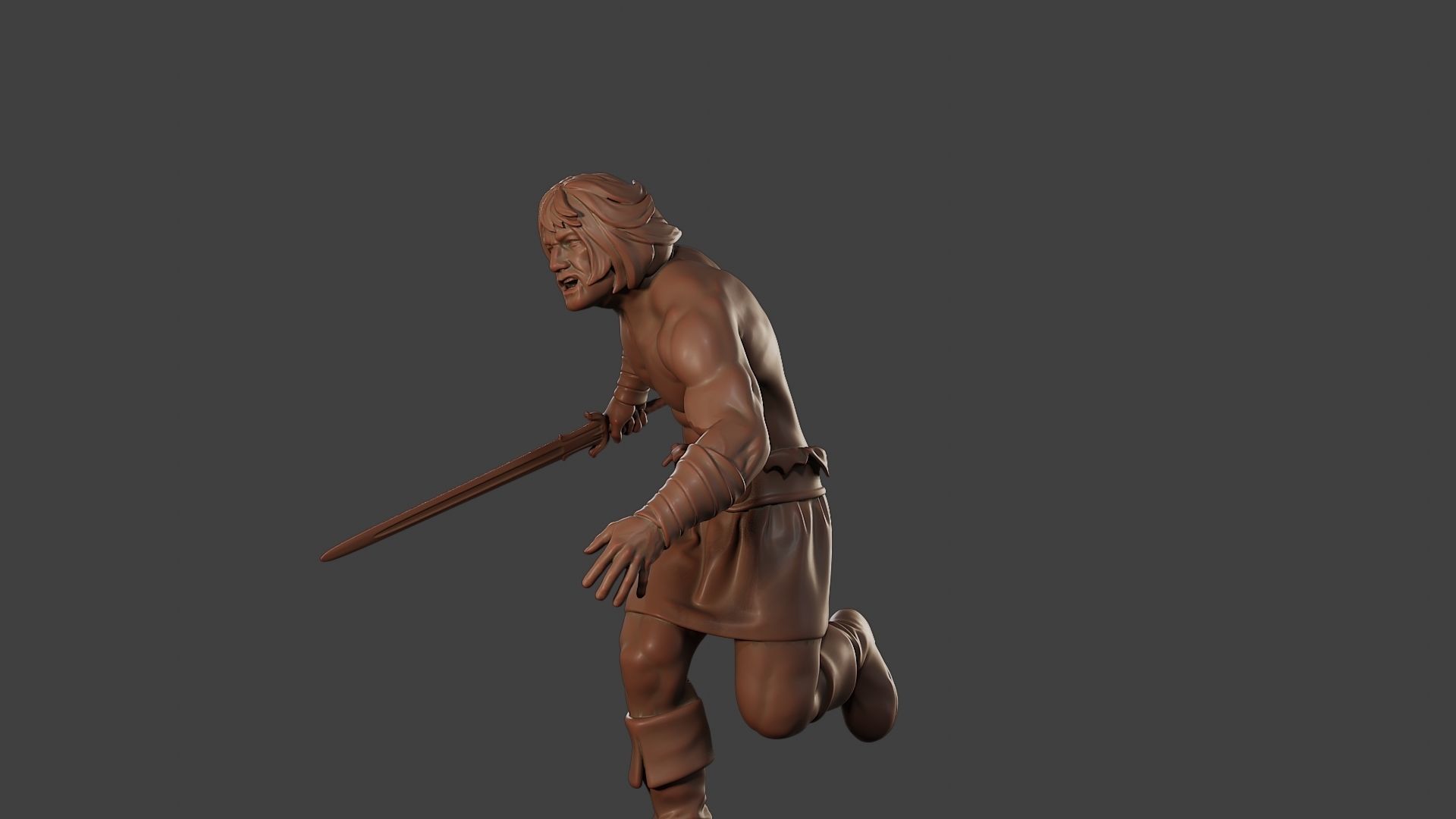 Male Barbarian 2HSword Attacking1 3D print model_27