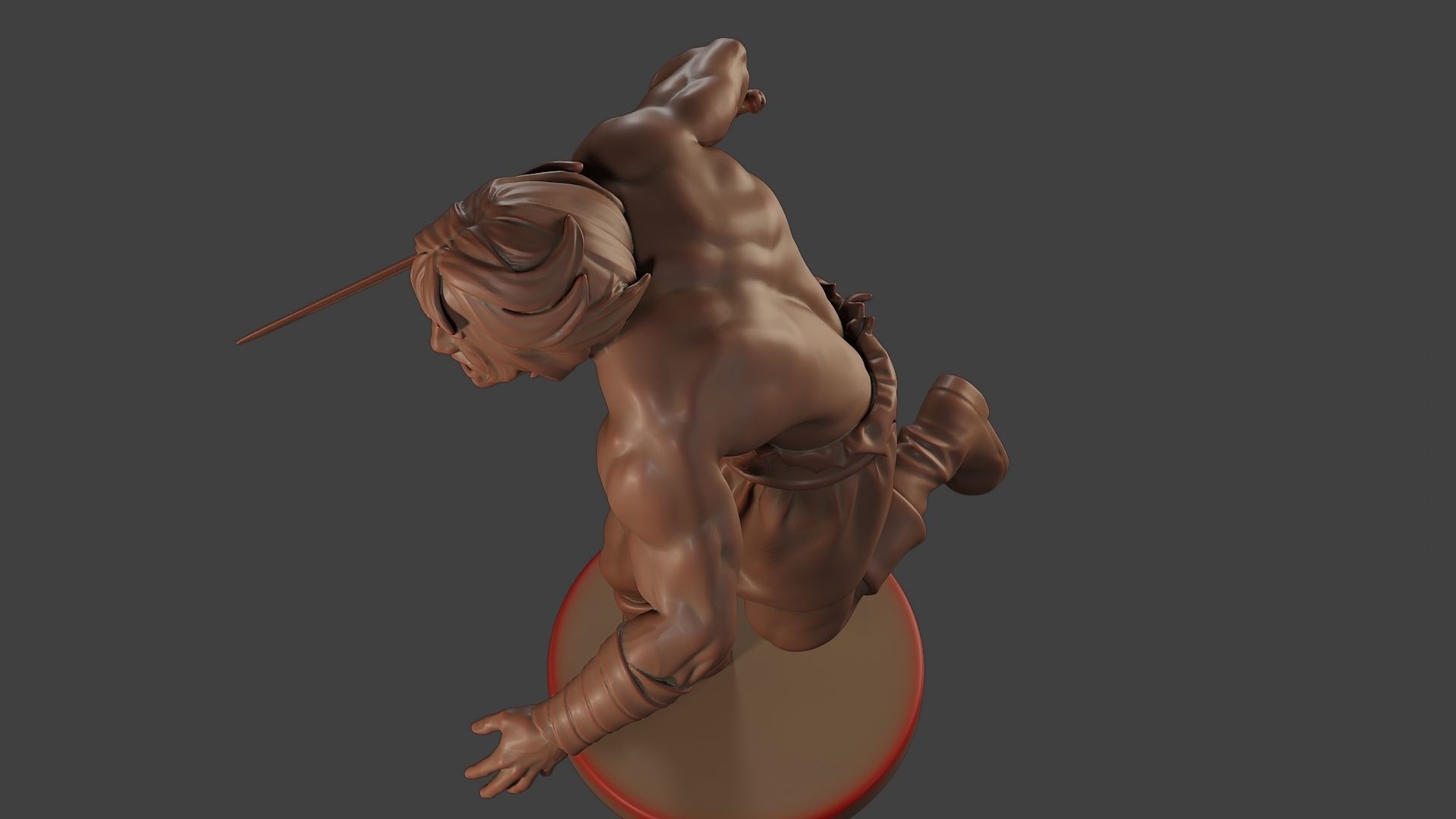 Male Barbarian 2HSword Attacking1 3D print model_16
