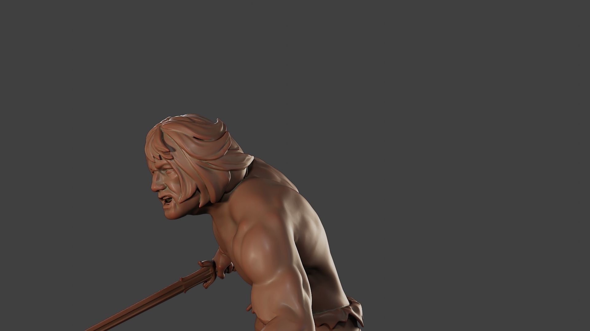 Male Barbarian 2HSword Attacking1 3D print model_18