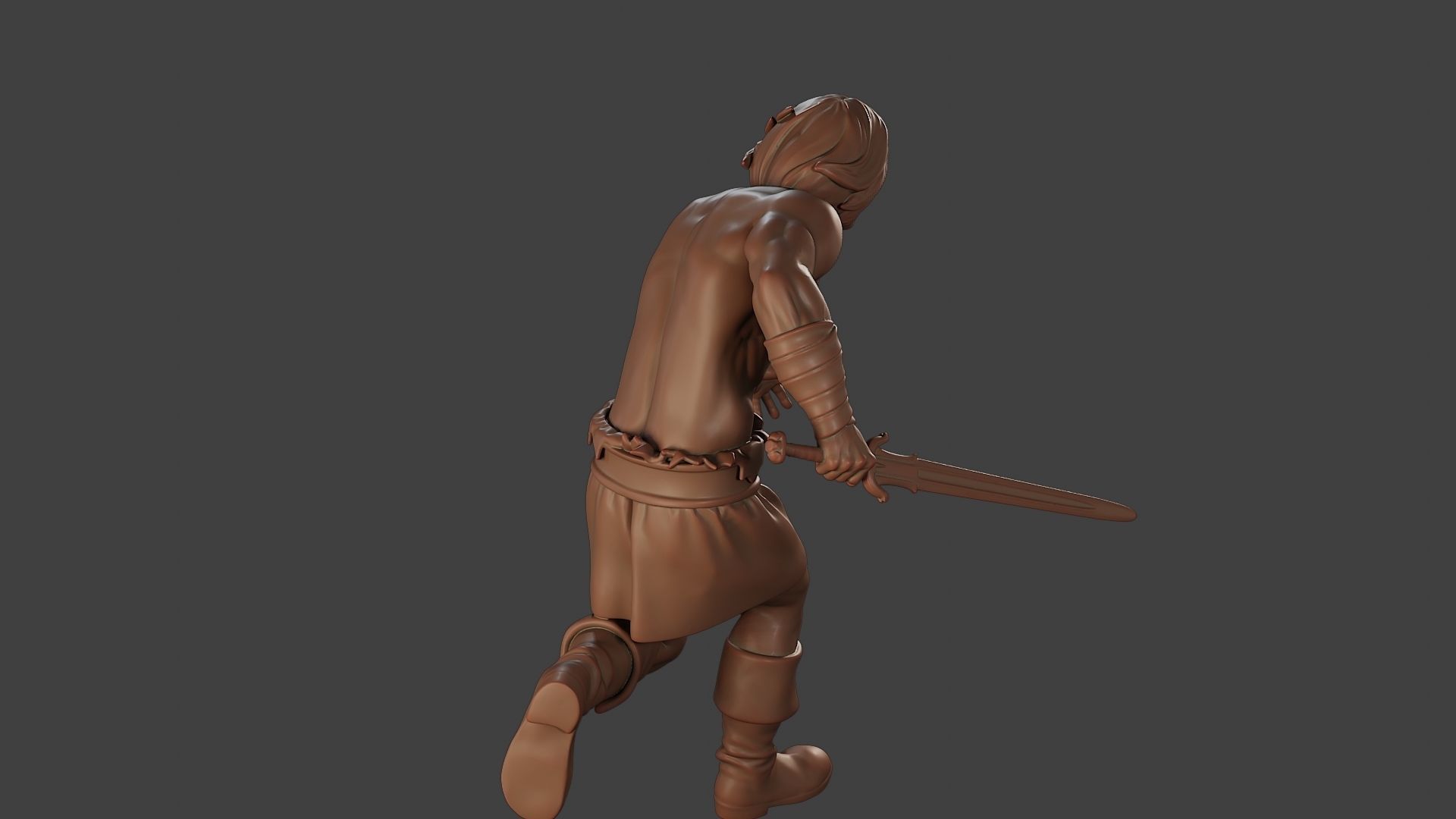 Male Barbarian 2HSword Attacking1 3D print model_24