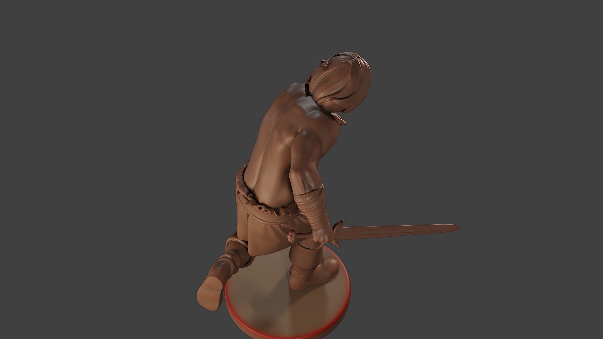Male Barbarian 2HSword Attacking1 3D print model_22