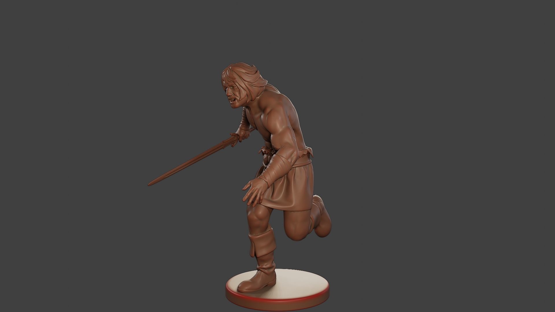 Male Barbarian 2HSword Attacking1 3D print model_2