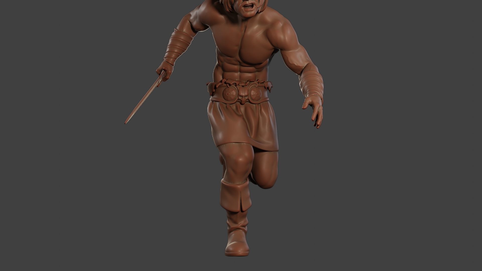 Male Barbarian 2HSword Attacking1 3D print model_28