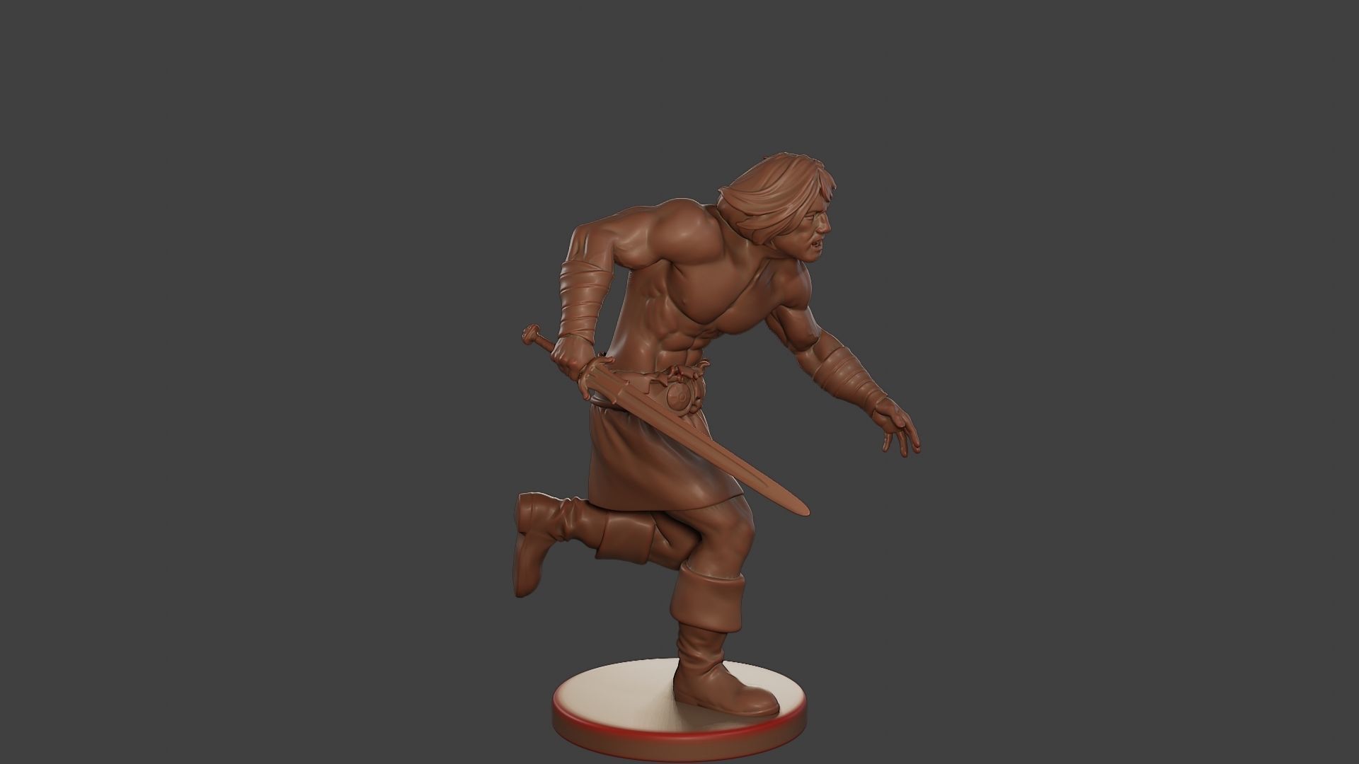 Male Barbarian 2HSword Attacking1 3D print model_9