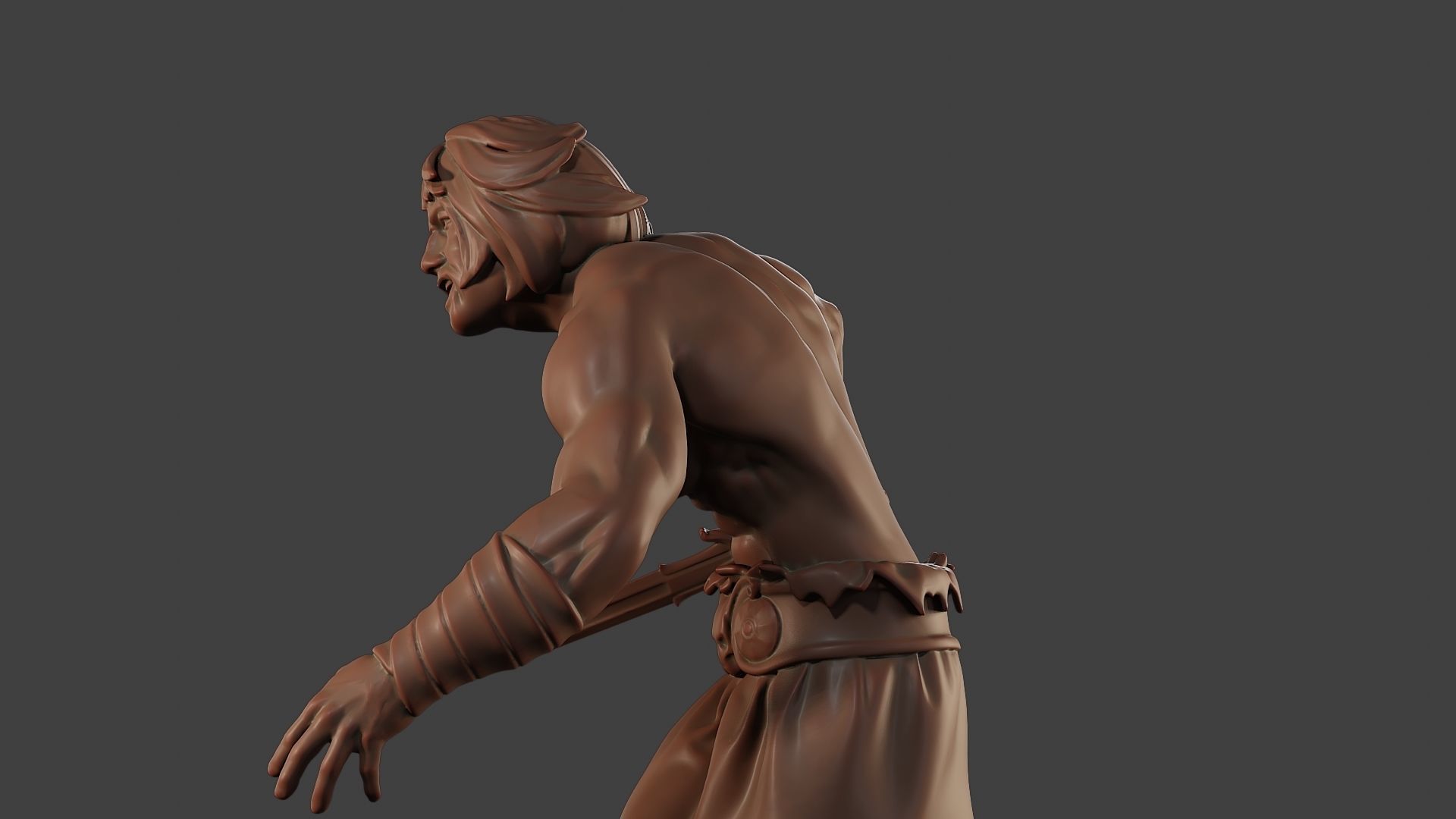 Male Barbarian 2HSword Attacking1 3D print model_17