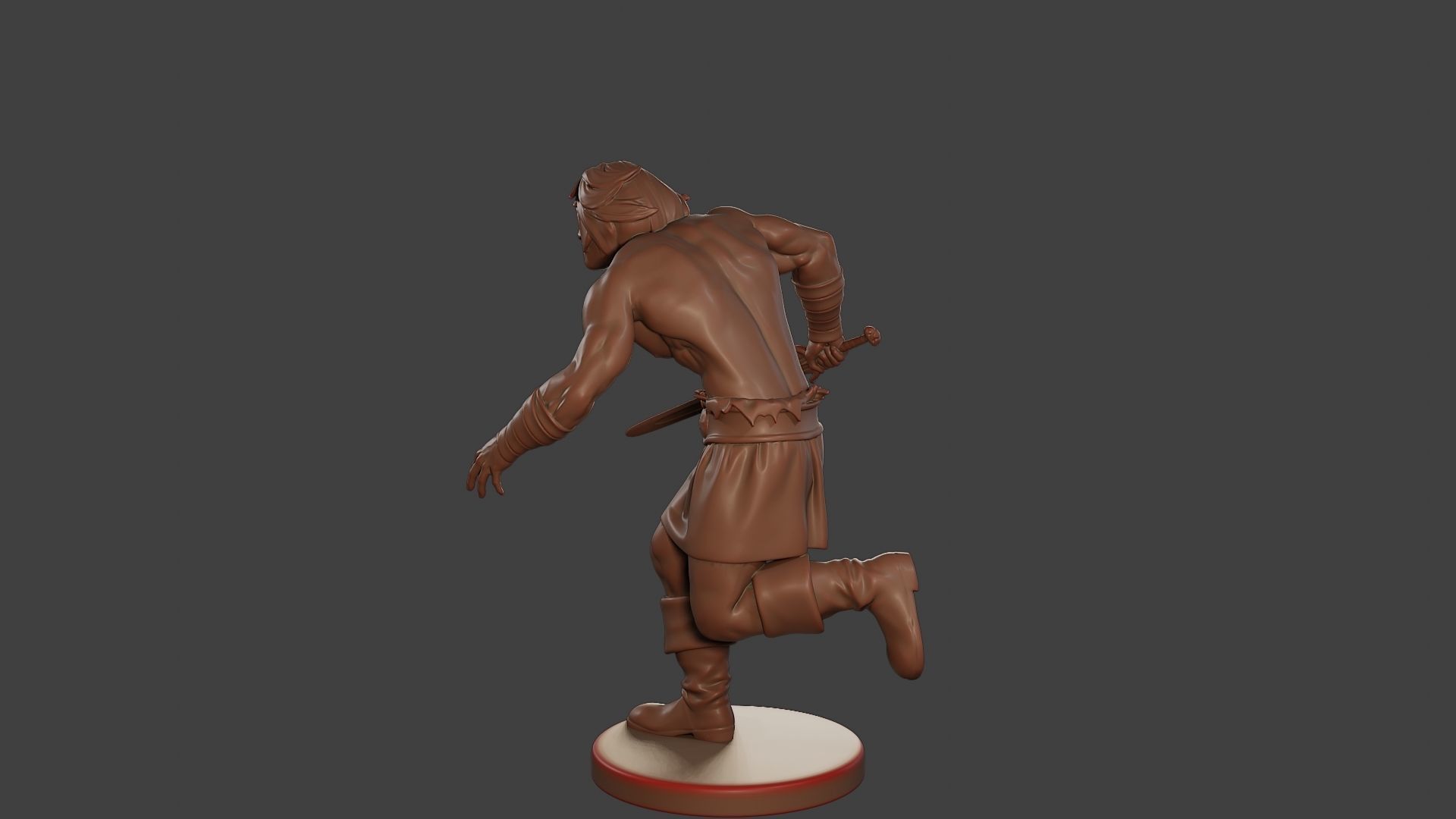 Male Barbarian 2HSword Attacking1 3D print model_4