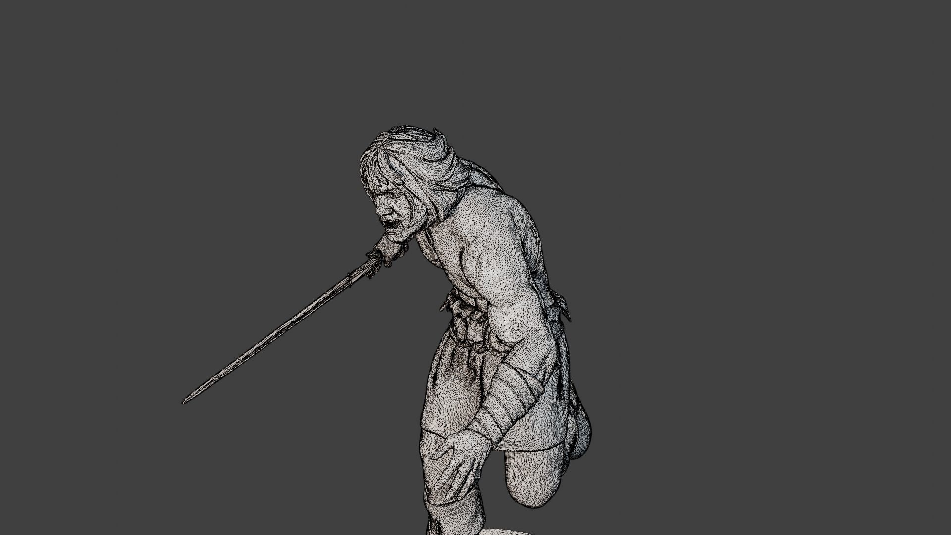 Male Barbarian 2HSword Attacking1 3D print model_12
