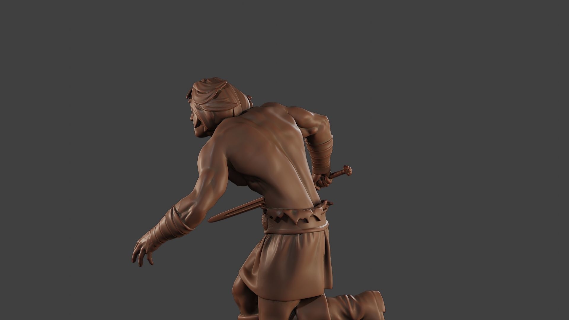 Male Barbarian 2HSword Attacking1 3D print model_26