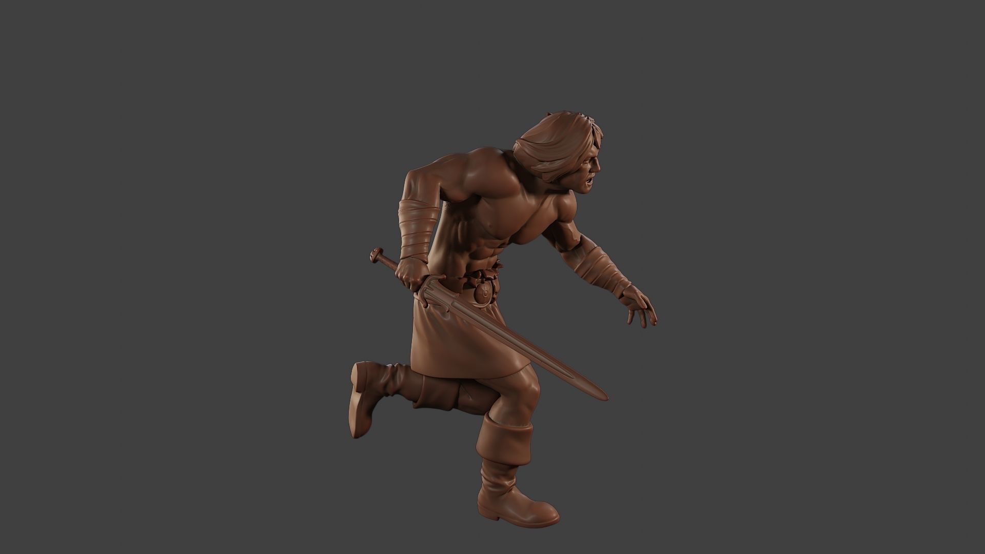 Male Barbarian 2HSword Attacking1 3D print model_31