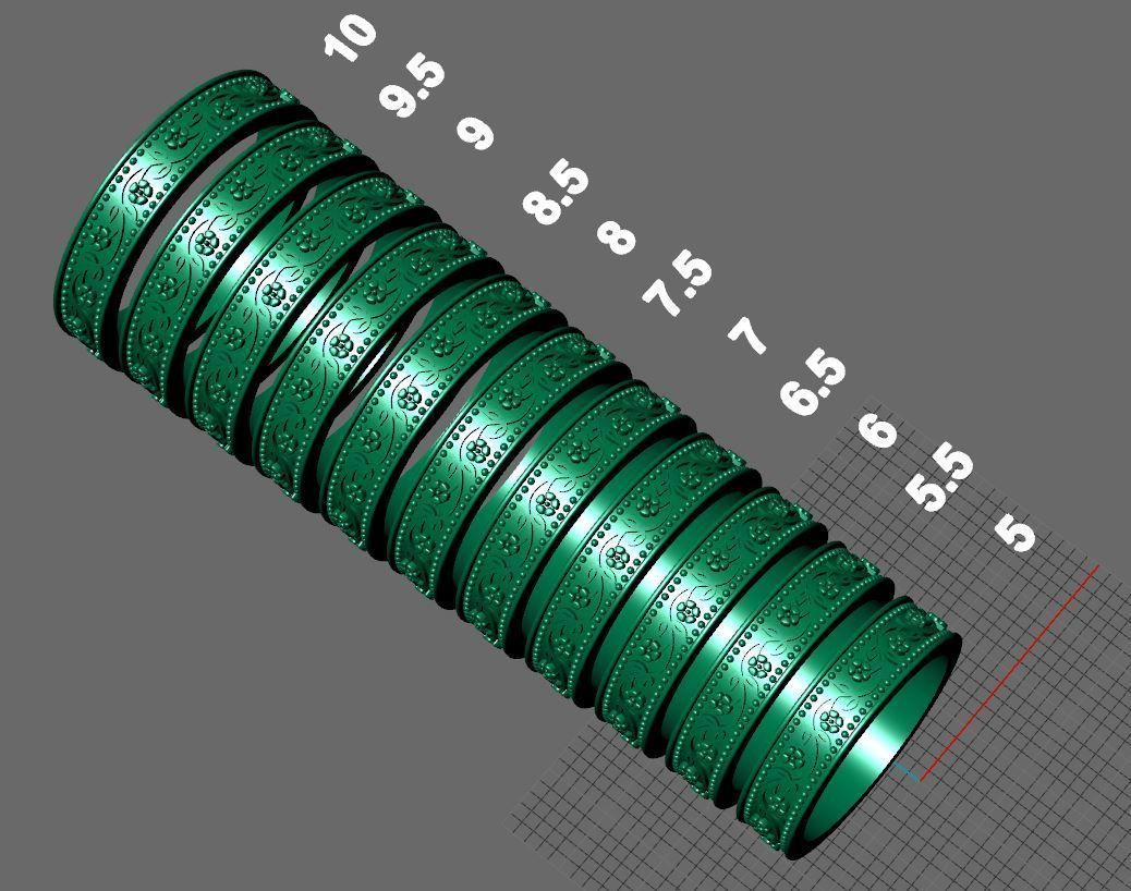 flower pattern wedding ring 3D print model_8