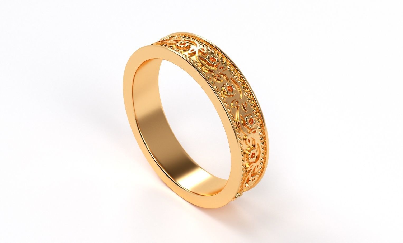 flower pattern wedding ring 3D print model_4