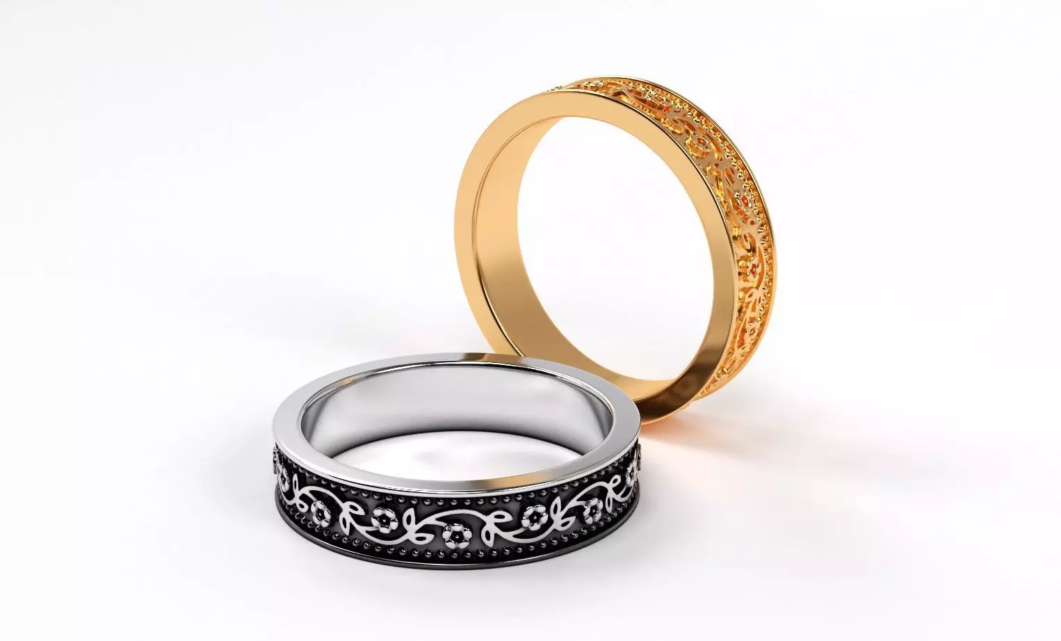 flower pattern wedding ring 3D print model_0