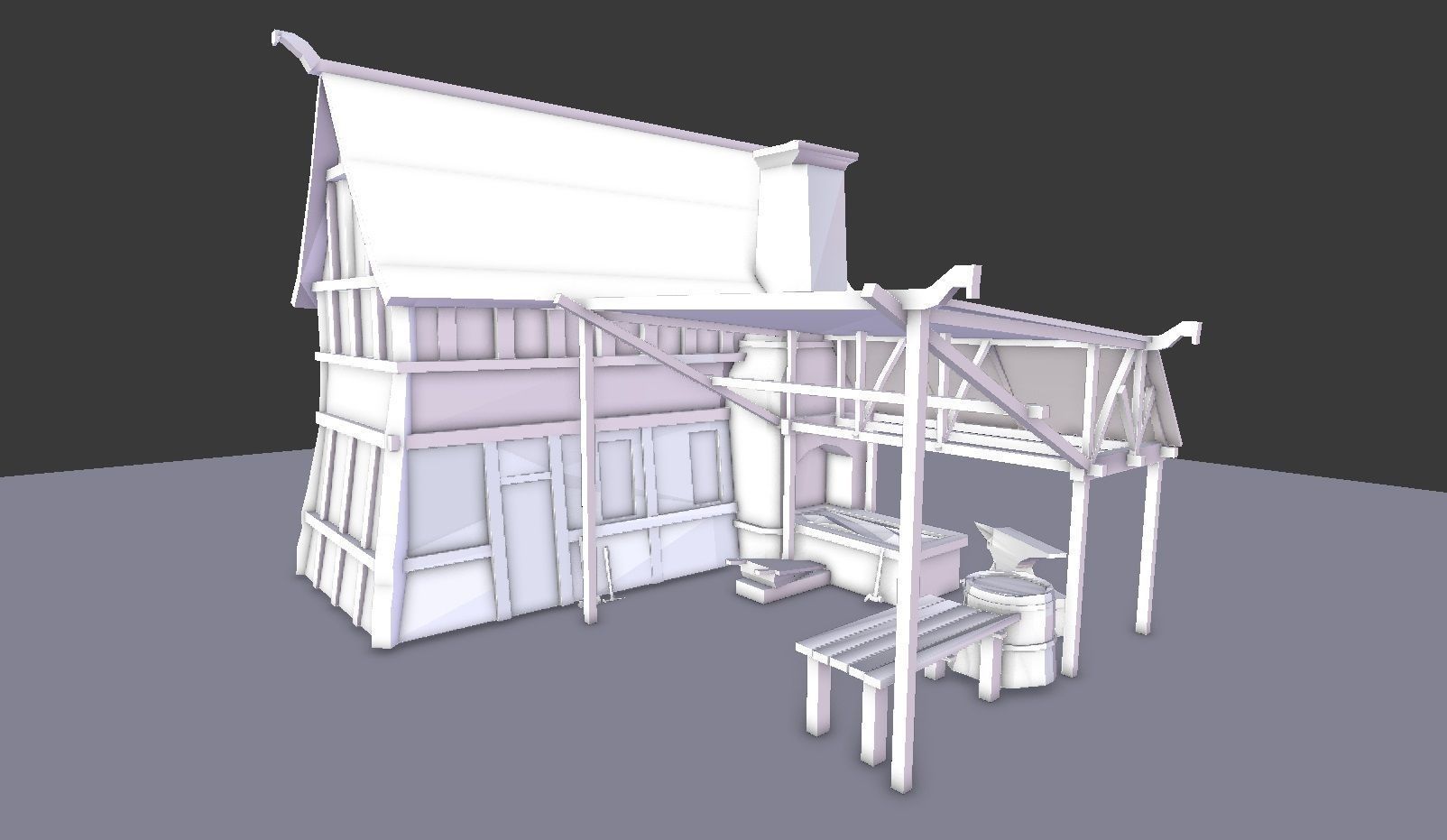 Medieval Village Blacksmith Low-poly 3D model_3