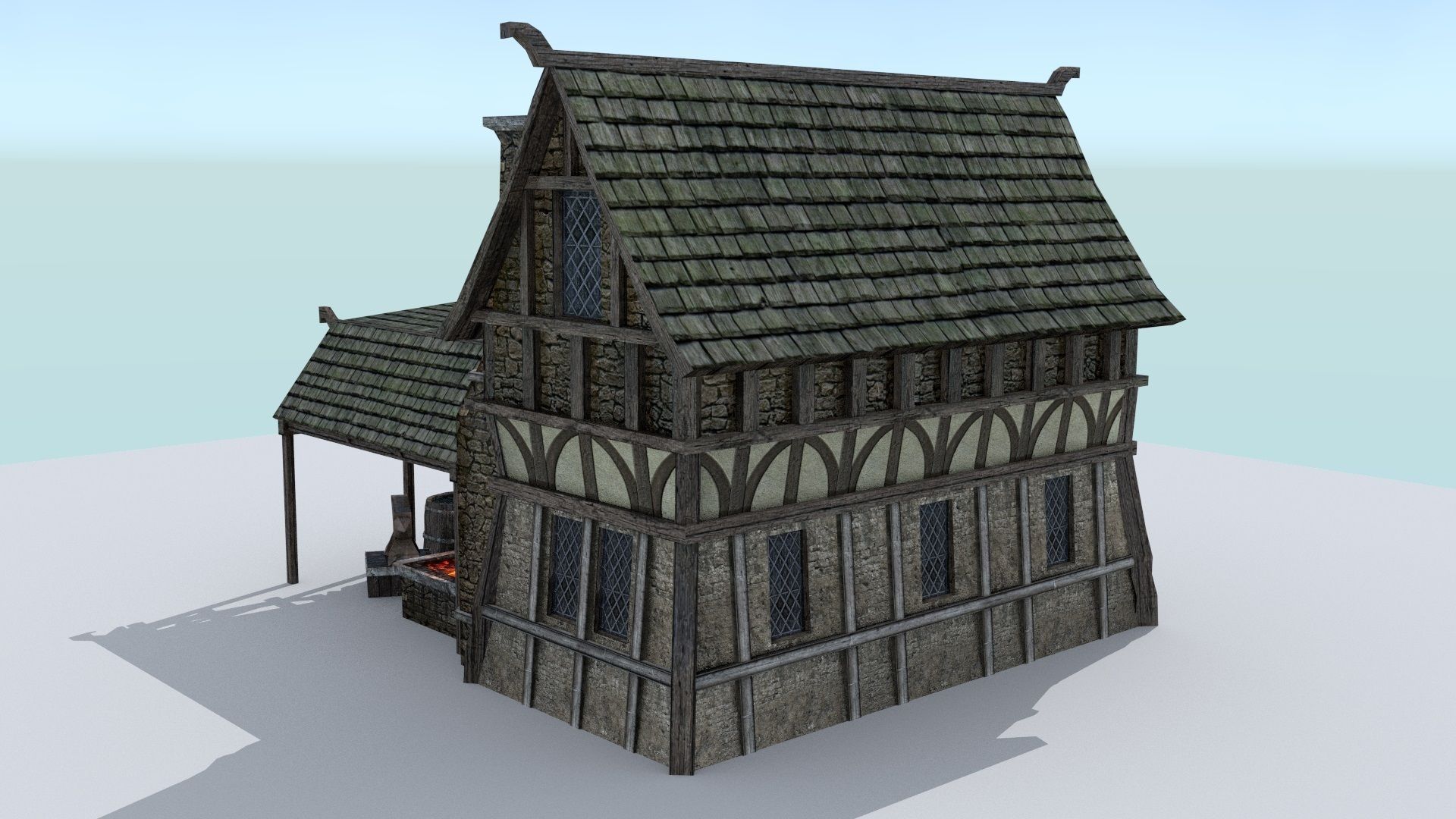 Medieval Village Blacksmith Low-poly 3D model_2