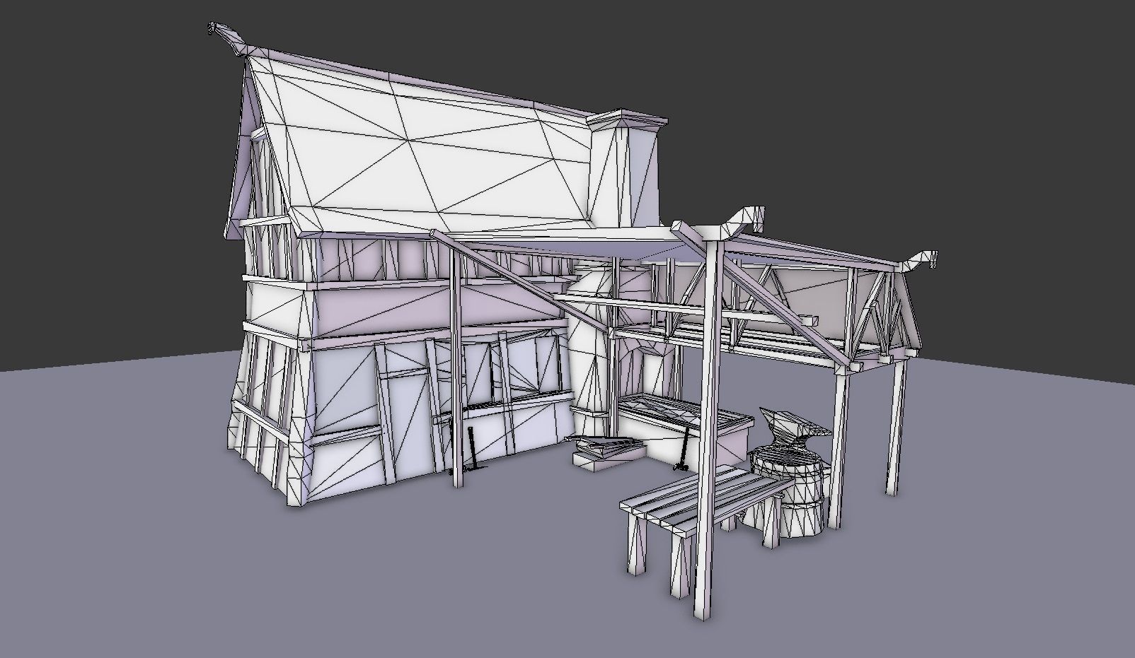 Medieval Village Blacksmith Low-poly 3D model_4