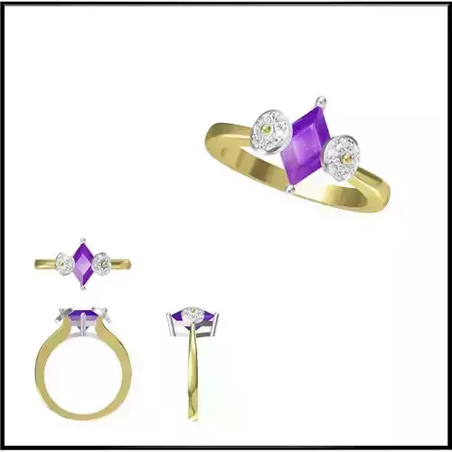 JCD Format Minimalist color stone rings 3dm jewelry