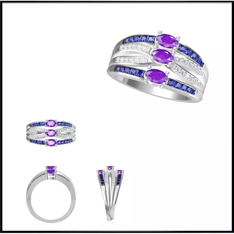 JCD Format Mens color stone rings cad ring design 3D print model