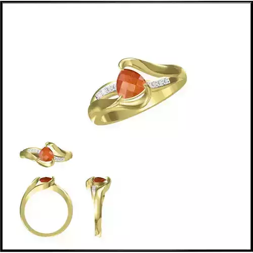 JCD Format Elegant gold color stone rings jewellery 3dm files